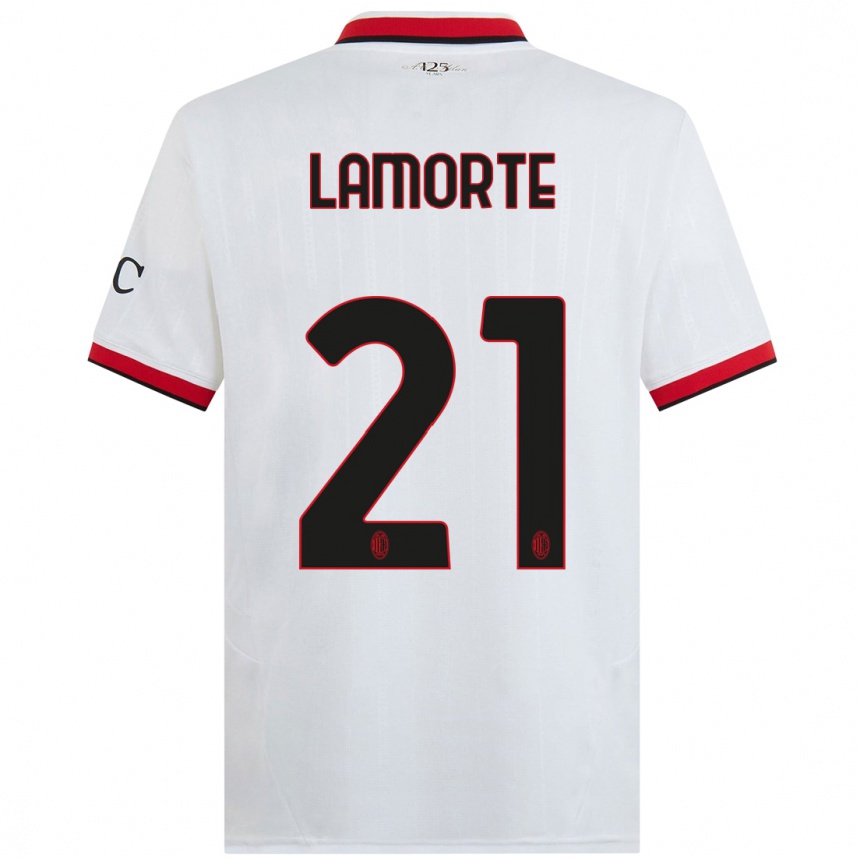 Men Football Alessandro Lamorte #21 White Black Red Away Jersey 2024/25 T-Shirt Uk