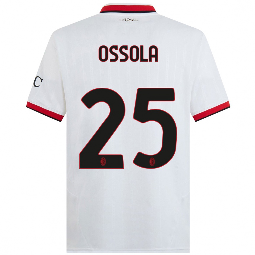 Men Football Lorenzo Ossola #25 White Black Red Away Jersey 2024/25 T-Shirt Uk