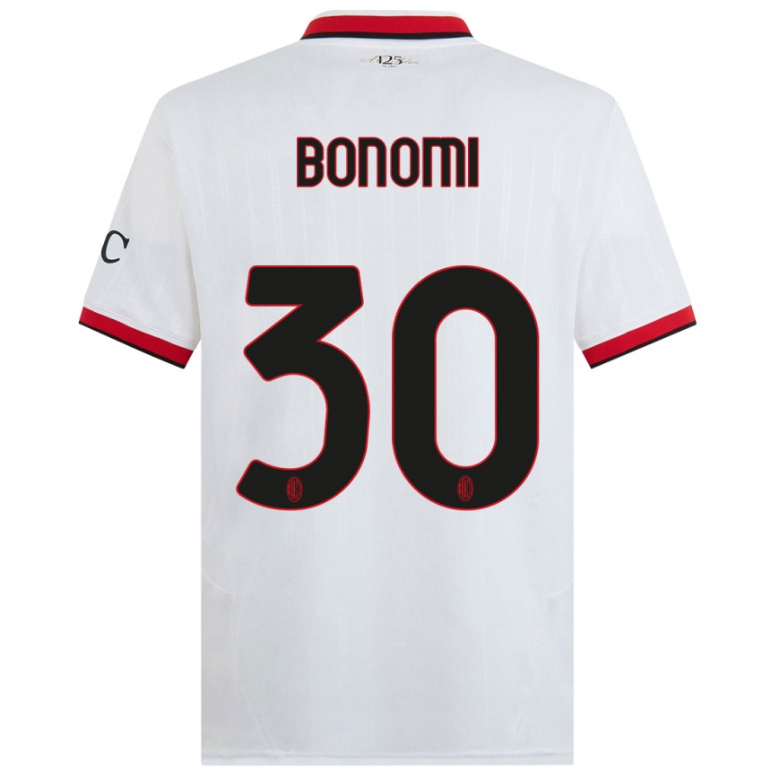 Men Football Alessandro Bonomi #30 White Black Red Away Jersey 2024/25 T-Shirt Uk