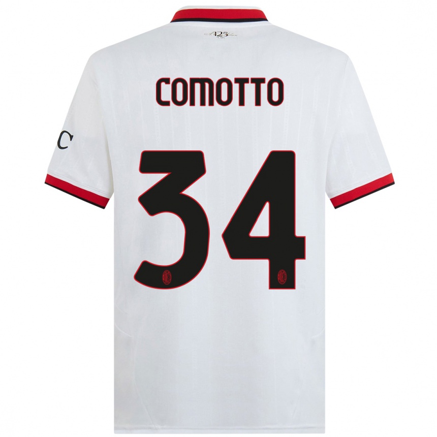 Men Football Christian Comotto #34 White Black Red Away Jersey 2024/25 T-Shirt Uk