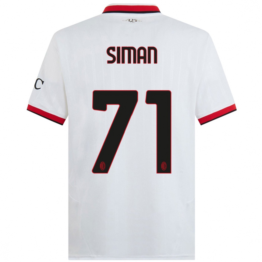 Men Football Alexandru Șiman #71 White Black Red Away Jersey 2024/25 T-Shirt Uk