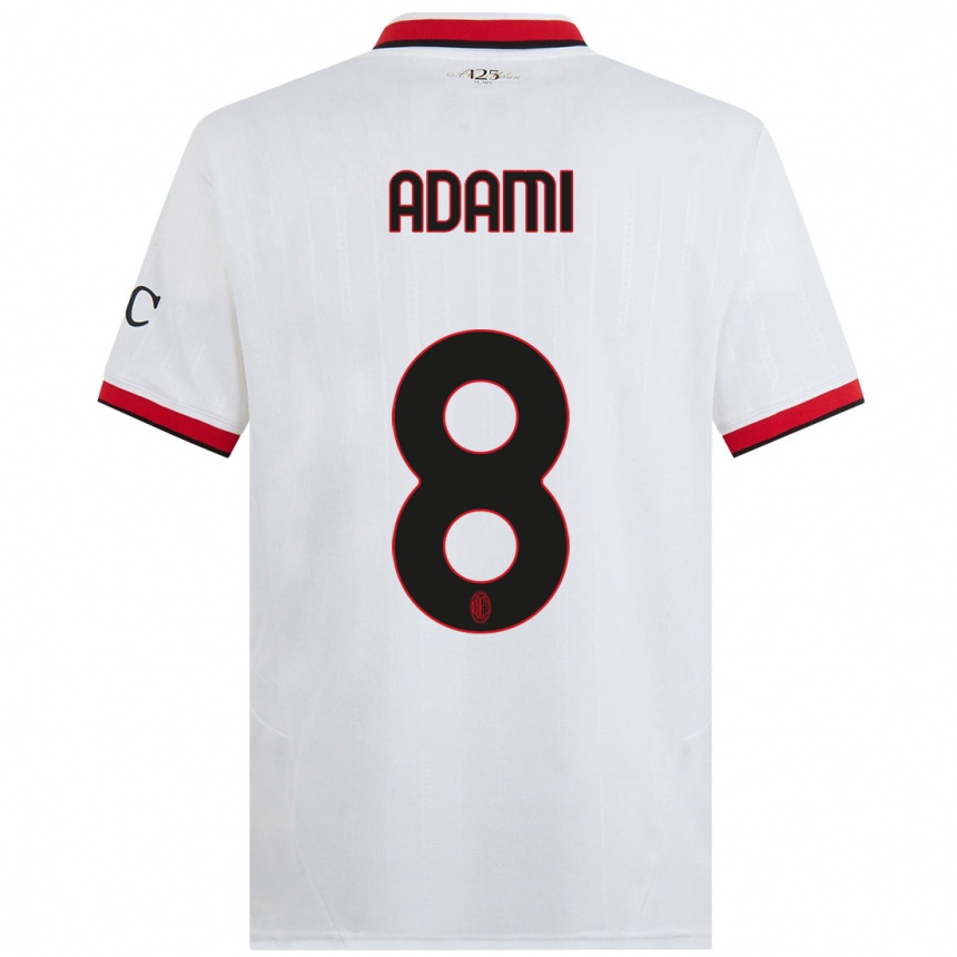 Men Football Greta Adami #8 White Black Red Away Jersey 2024/25 T-Shirt Uk