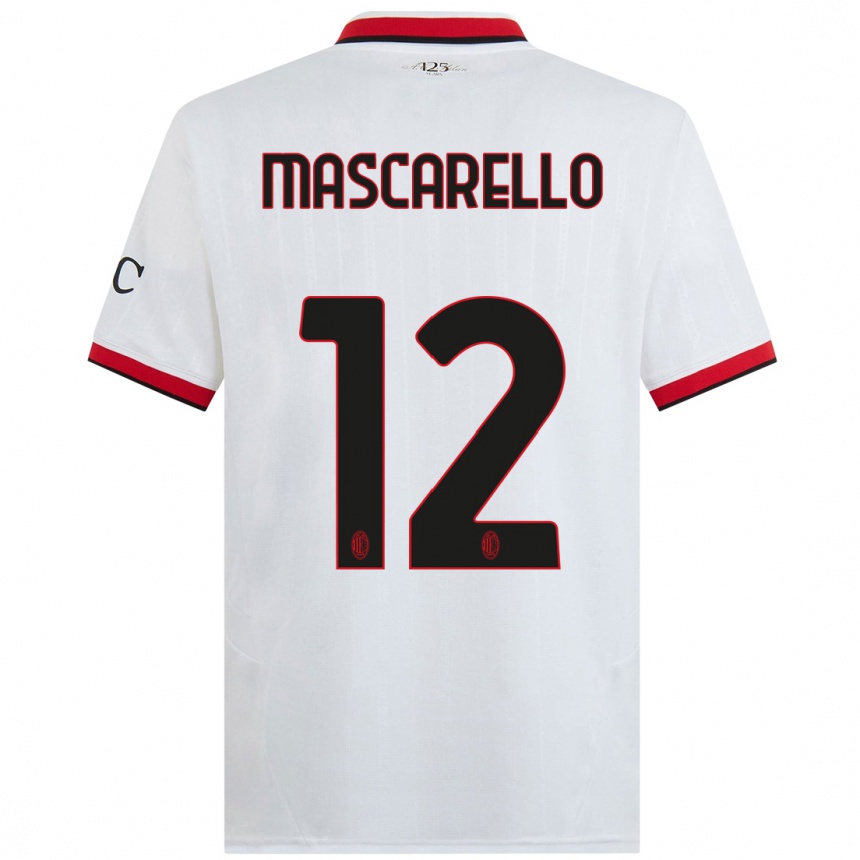 Men Football Marta Mascarello #12 White Black Red Away Jersey 2024/25 T-Shirt Uk