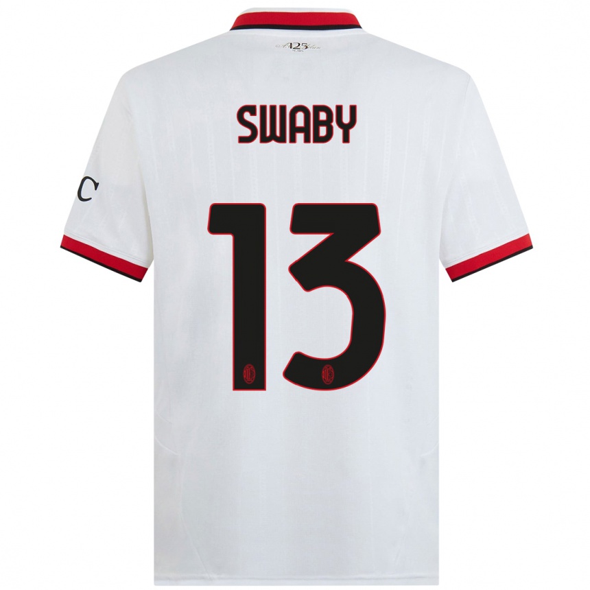 Men Football Allyson Swaby #13 White Black Red Away Jersey 2024/25 T-Shirt Uk