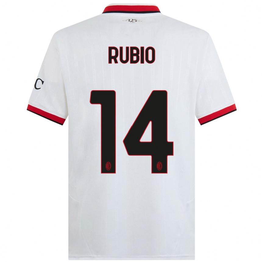 Men Football Silvia Rubio #14 White Black Red Away Jersey 2024/25 T-Shirt Uk