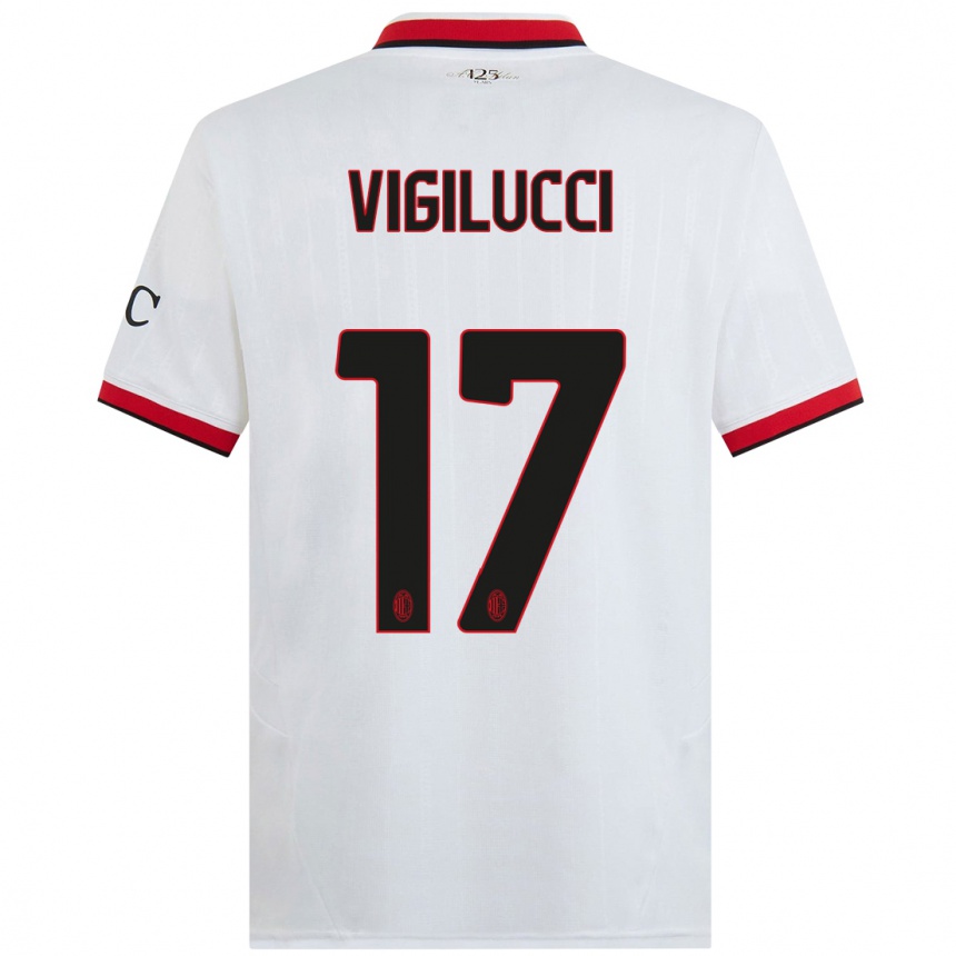 Men Football Valery Vigilucci #17 White Black Red Away Jersey 2024/25 T-Shirt Uk