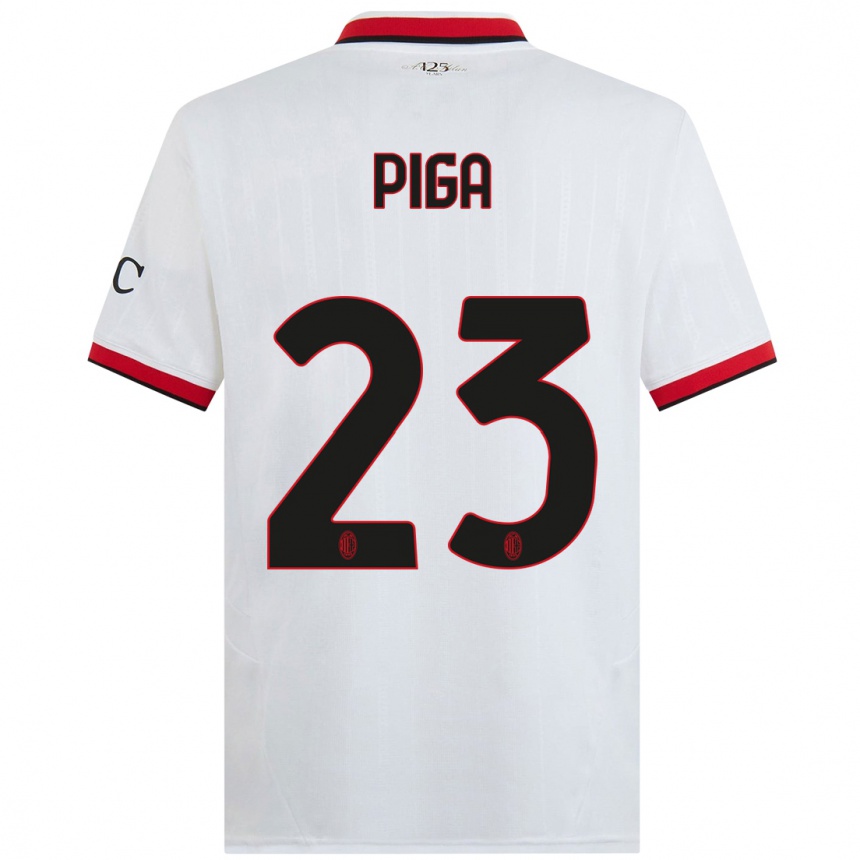 Men Football Julie Piga #23 White Black Red Away Jersey 2024/25 T-Shirt Uk