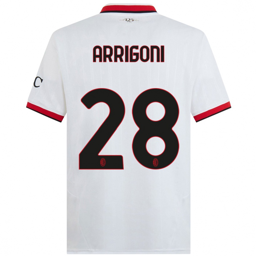 Men Football Giorgia Arrigoni #28 White Black Red Away Jersey 2024/25 T-Shirt Uk