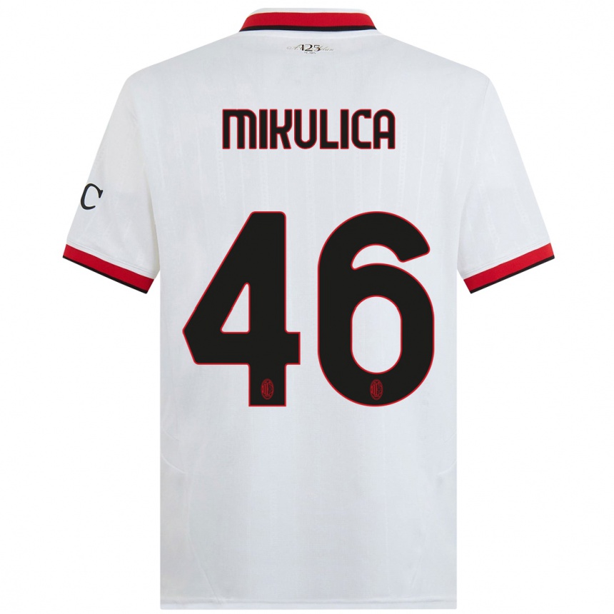 Men Football Petra Mikulica #46 White Black Red Away Jersey 2024/25 T-Shirt Uk