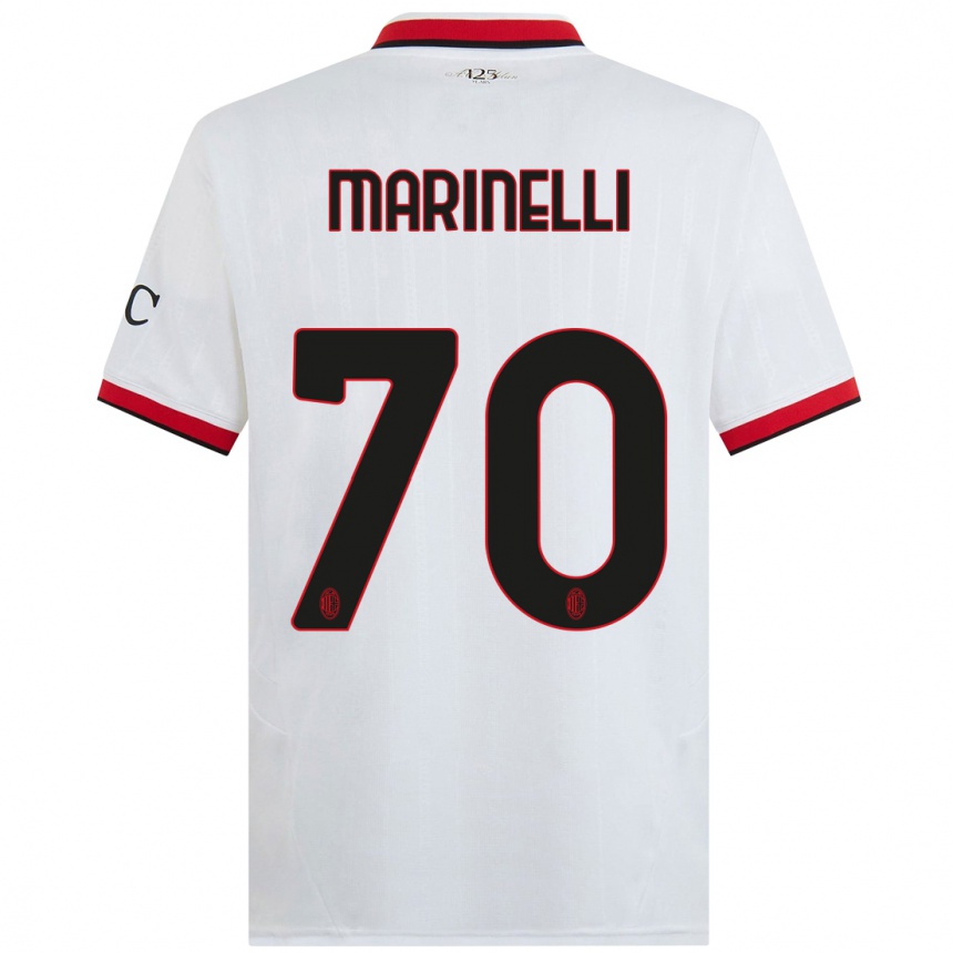 Men Football Gloria Marinelli #70 White Black Red Away Jersey 2024/25 T-Shirt Uk