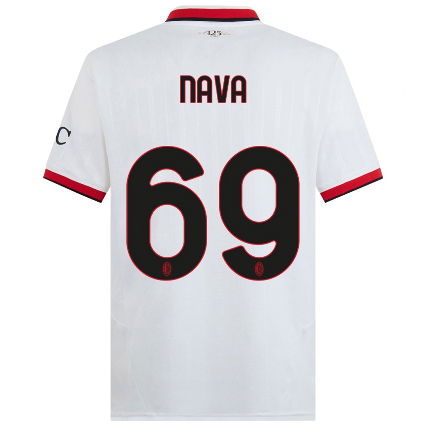 Men Football Lapo Nava #69 White Black Red Away Jersey 2024/25 T-Shirt Uk