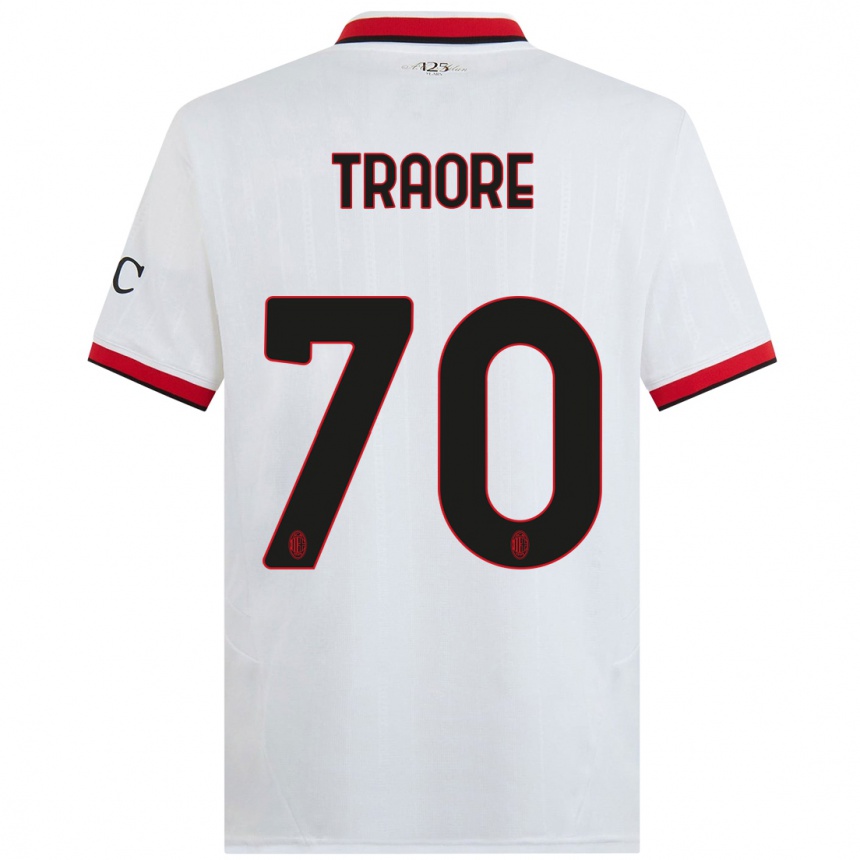 Men Football Chaka Traore #70 White Black Red Away Jersey 2024/25 T-Shirt Uk