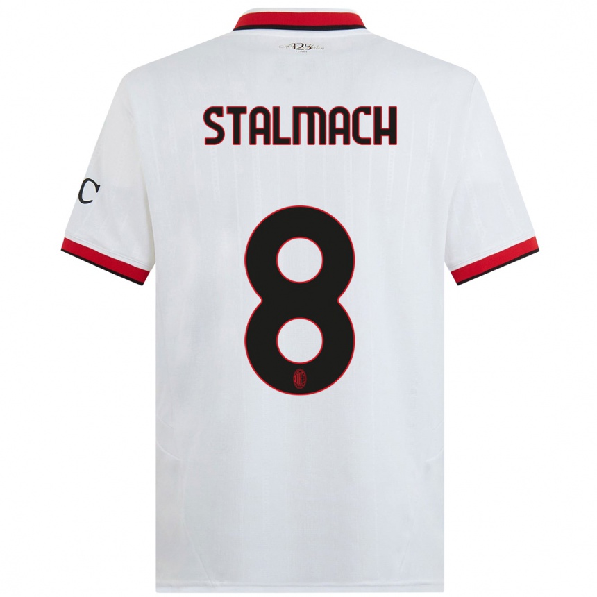 Men Football Dariusz Stalmach #8 White Black Red Away Jersey 2024/25 T-Shirt Uk