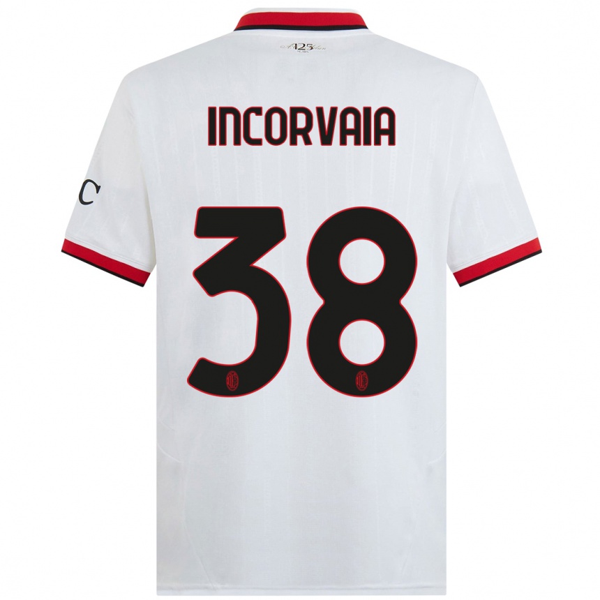 Men Football Giovanni Incorvaia #38 White Black Red Away Jersey 2024/25 T-Shirt Uk