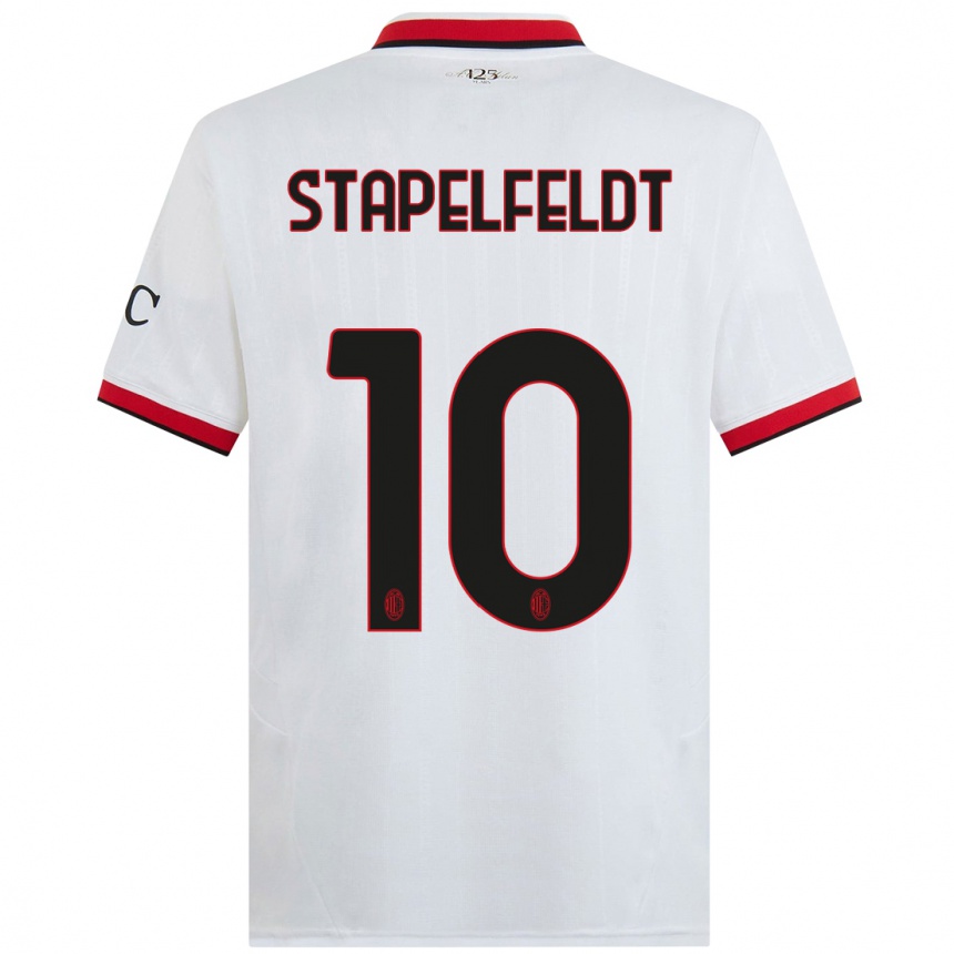 Men Football Nina Stapelfeldt #10 White Black Red Away Jersey 2024/25 T-Shirt Uk