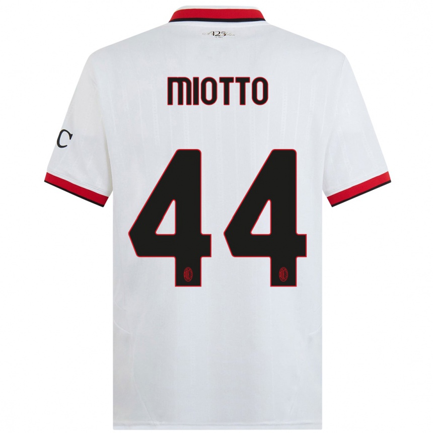 Men Football Giorgia Miotto #44 White Black Red Away Jersey 2024/25 T-Shirt Uk