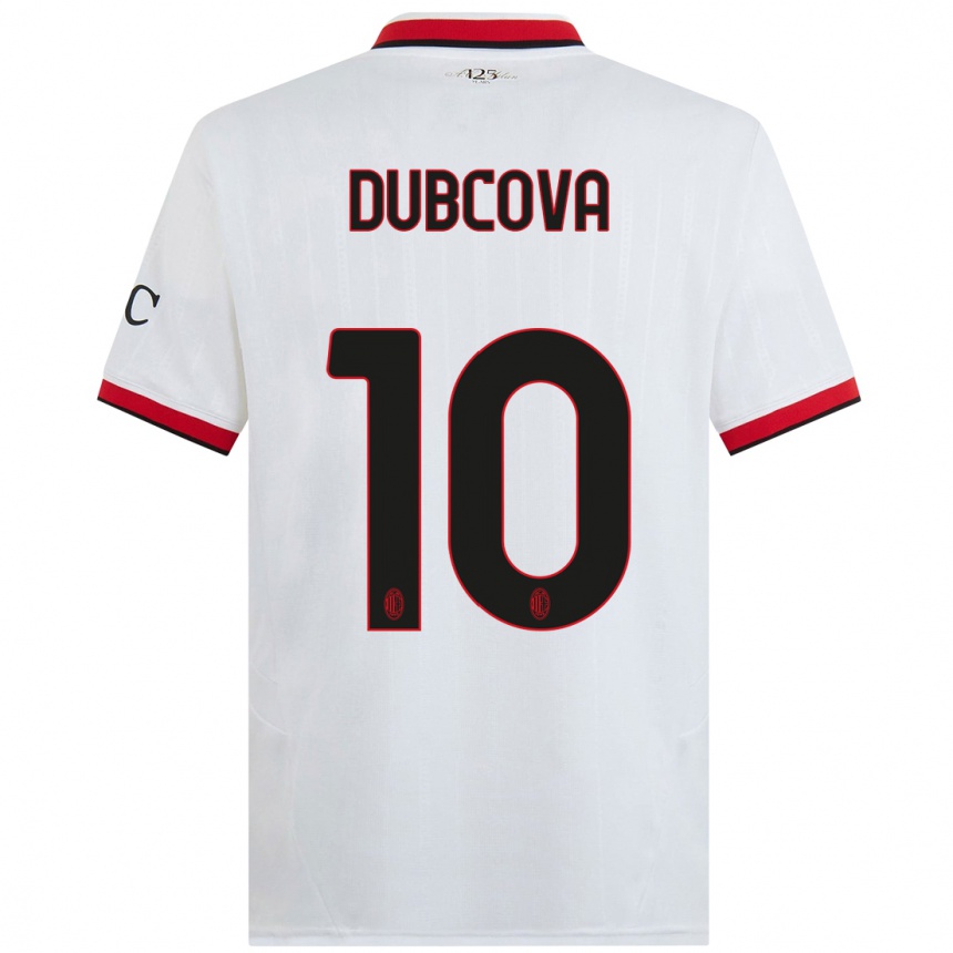 Men Football Kamila Dubcova #10 White Black Red Away Jersey 2024/25 T-Shirt Uk