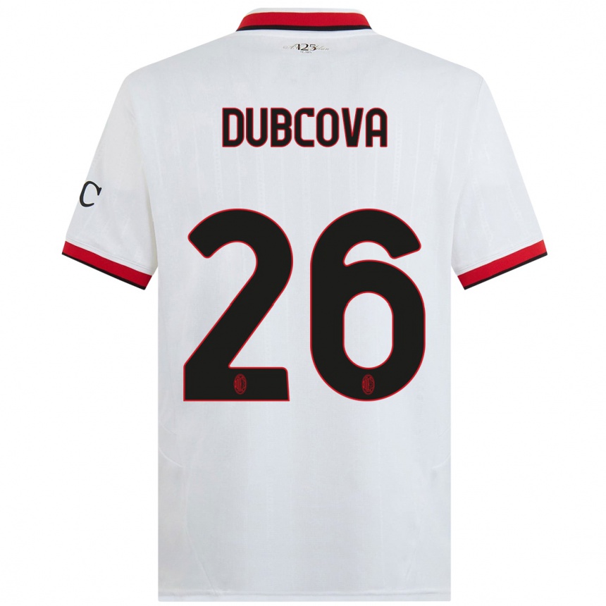 Men Football Michaela Dubcova #26 White Black Red Away Jersey 2024/25 T-Shirt Uk