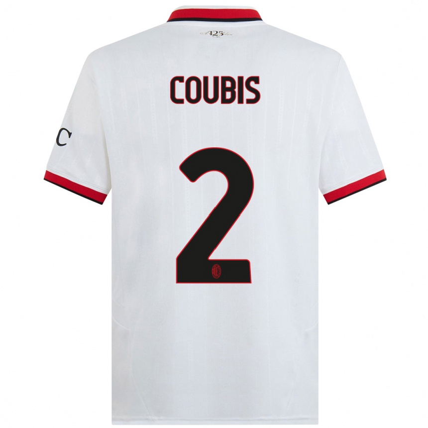 Men Football Andrei Coubis #2 White Black Red Away Jersey 2024/25 T-Shirt Uk