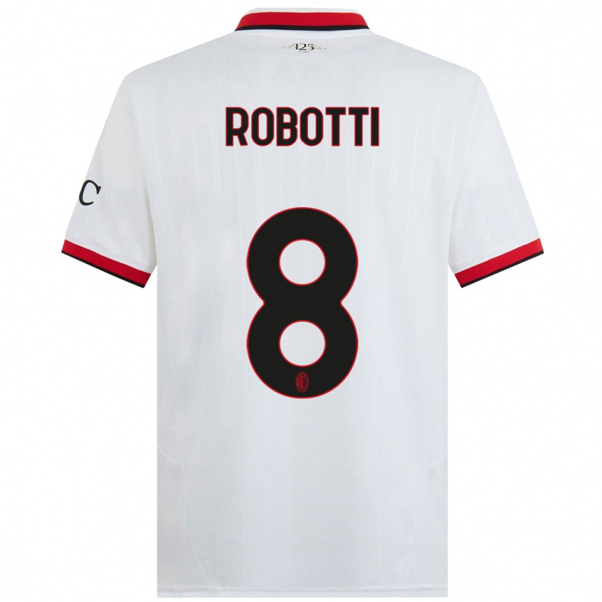 Men Football Giovanni Robotti #8 White Black Red Away Jersey 2024/25 T-Shirt Uk