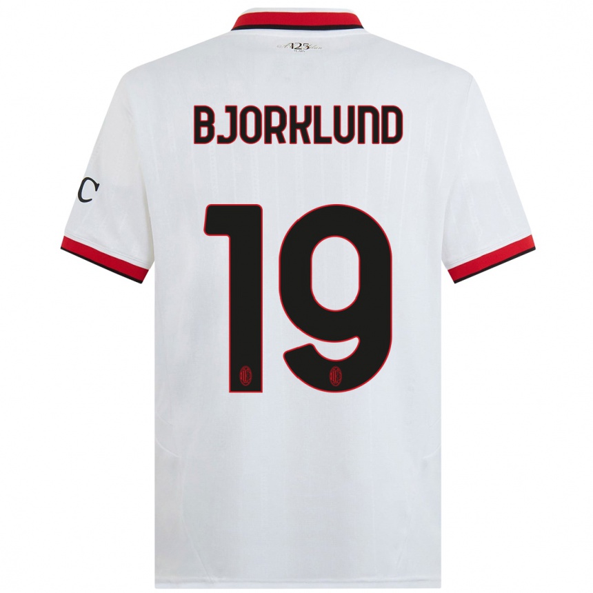 Men Football Lukas Bjorklund #19 White Black Red Away Jersey 2024/25 T-Shirt Uk