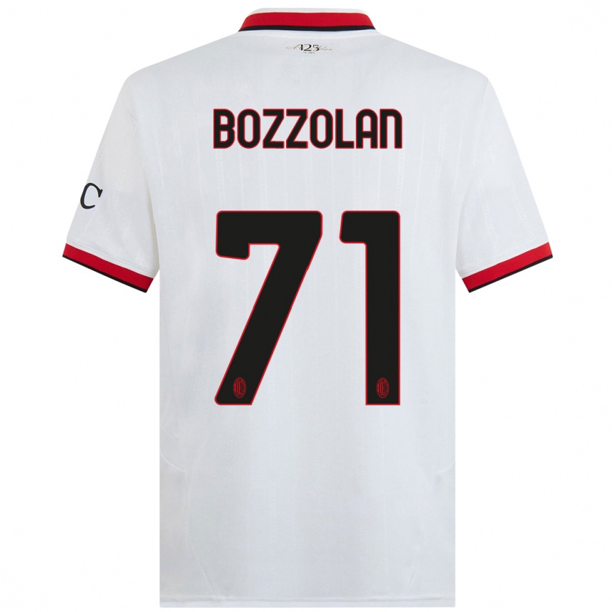 Men Football Andrea Bozzolan #71 White Black Red Away Jersey 2024/25 T-Shirt Uk