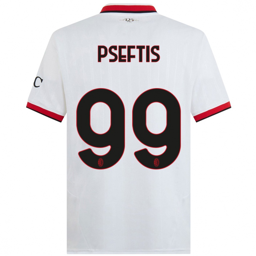 Men Football Fotios Pseftis #99 White Black Red Away Jersey 2024/25 T-Shirt Uk