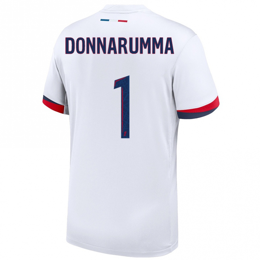 Men Football Gianluigi Donnarumma #1 White Blue Red Away Jersey 2024/25 T-Shirt Uk