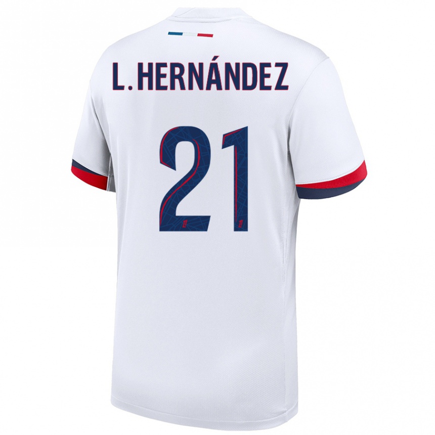 Men Football Lucas Hernandez #21 White Blue Red Away Jersey 2024/25 T-Shirt Uk