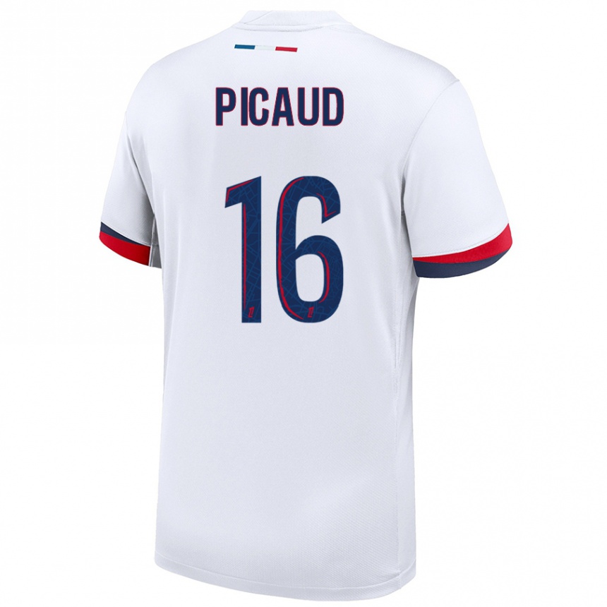 Men Football Constance Picaud #16 White Blue Red Away Jersey 2024/25 T-Shirt Uk