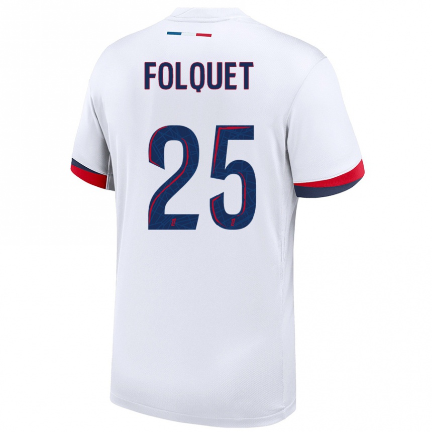 Men Football Magnaba Folquet #25 White Blue Red Away Jersey 2024/25 T-Shirt Uk