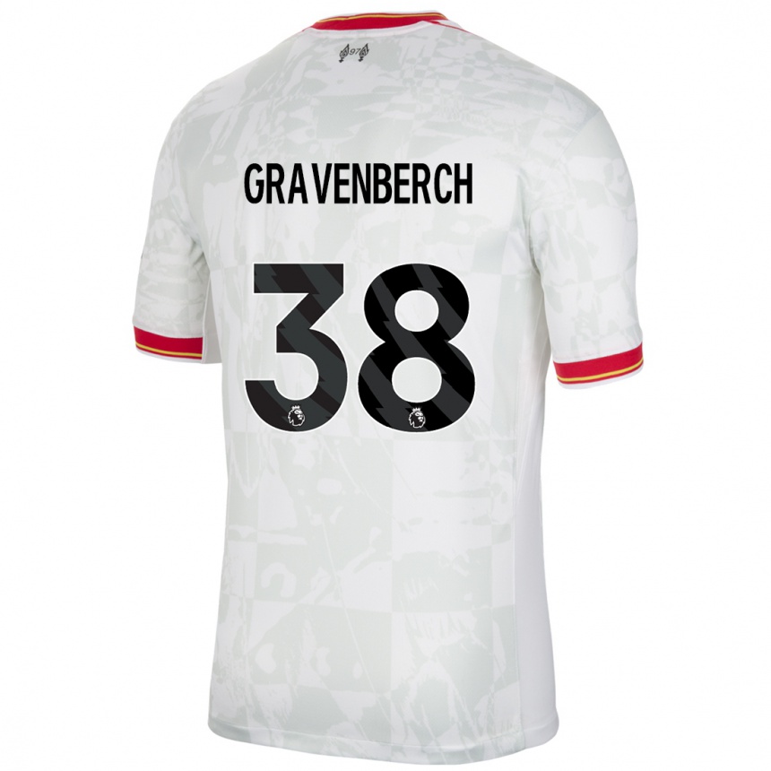 Men Football Ryan Gravenberch #38 White Red Black Third Jersey 2024/25 T-Shirt Uk