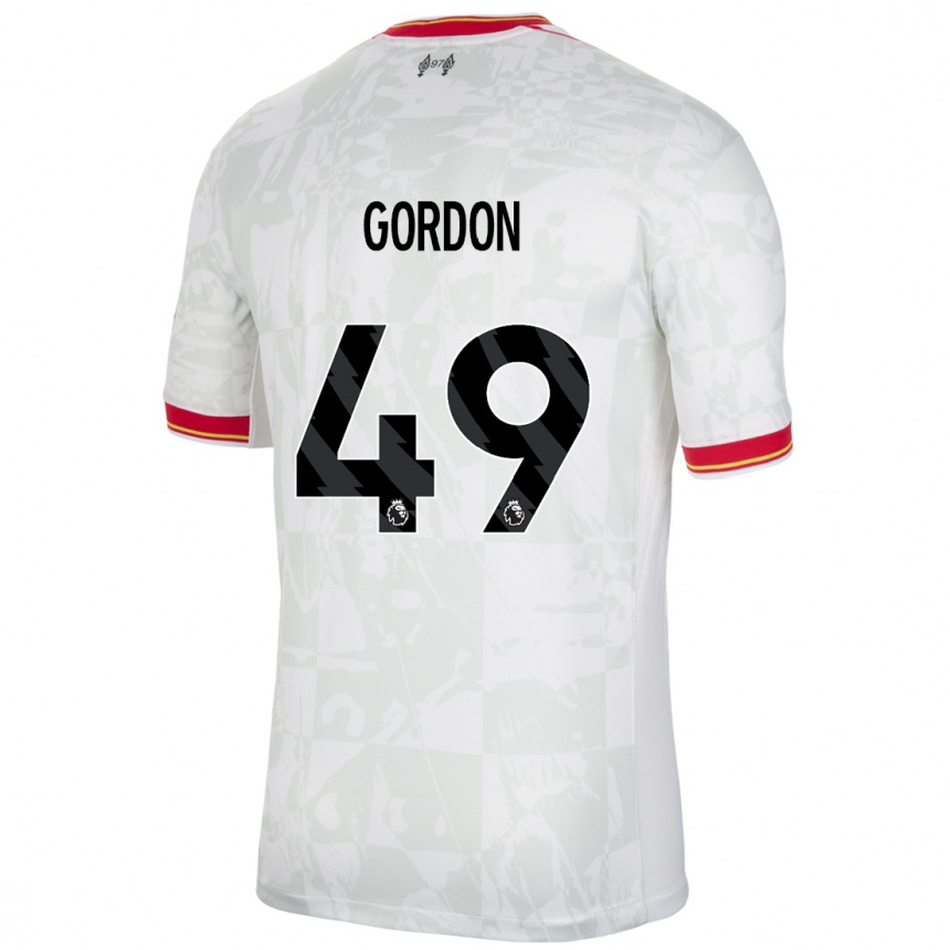 Men Football Kaide Gordon #49 White Red Black Third Jersey 2024/25 T-Shirt Uk