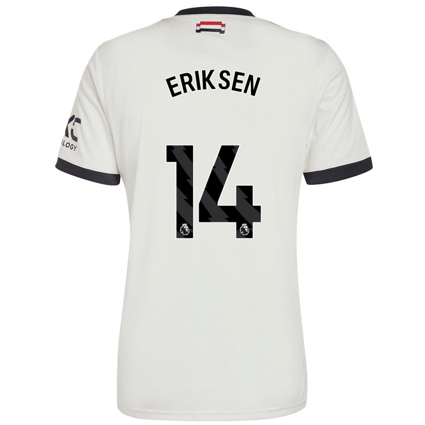 Men Football Christian Eriksen #14 Off White Third Jersey 2024/25 T-Shirt Uk