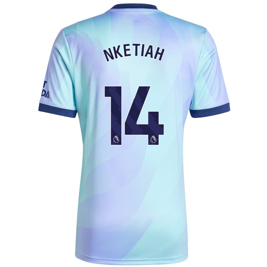 Men Football Eddie Nketiah #14 Aqua Third Jersey 2024/25 T-Shirt Uk