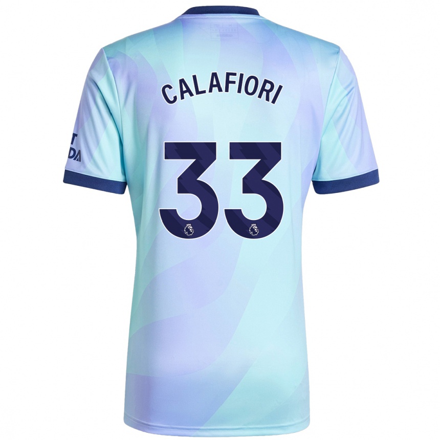 Men Football Riccardo Calafiori #33 Aqua Third Jersey 2024/25 T-Shirt Uk