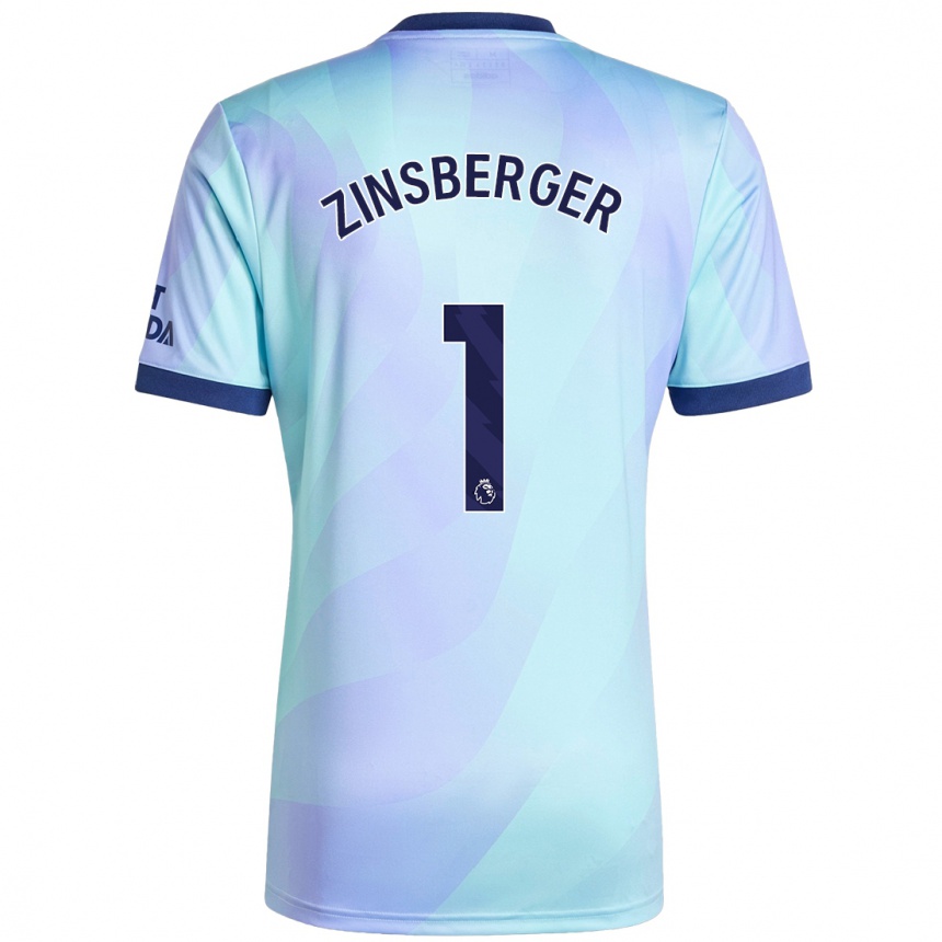 Men Football Manuela Zinsberger #1 Aqua Third Jersey 2024/25 T-Shirt Uk