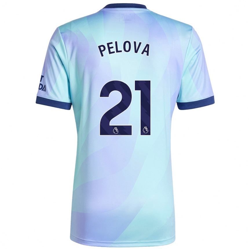 Men Football Victoria Pelova #21 Aqua Third Jersey 2024/25 T-Shirt Uk