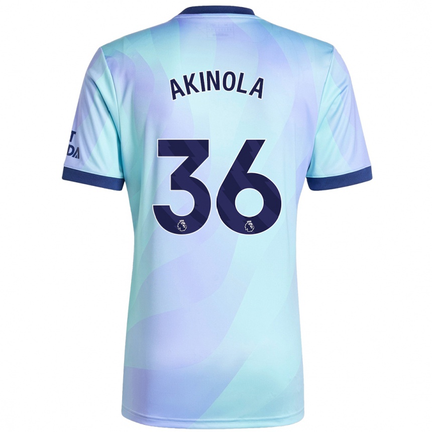 Men Football Tim Akinola #36 Aqua Third Jersey 2024/25 T-Shirt Uk