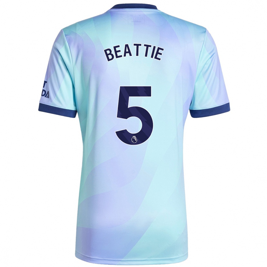 Men Football Jen Beattie #5 Aqua Third Jersey 2024/25 T-Shirt Uk