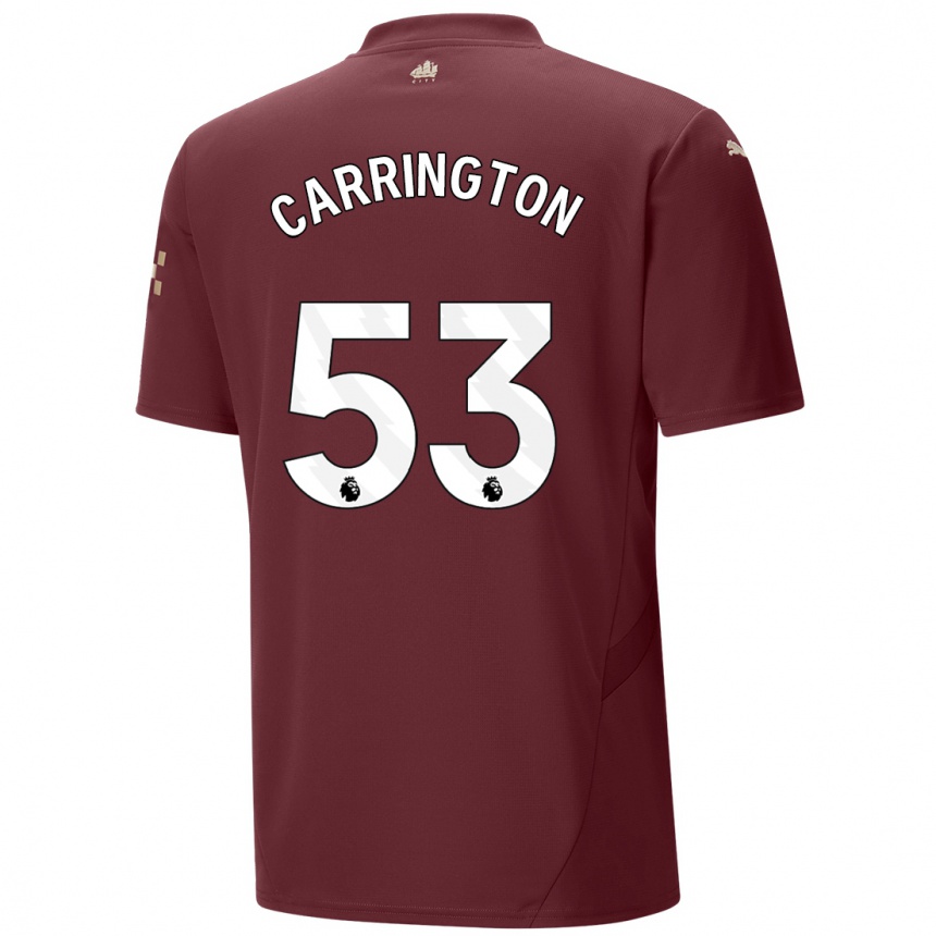 Men Football Ezra Carrington #53 Maroon Third Jersey 2024/25 T-Shirt Uk