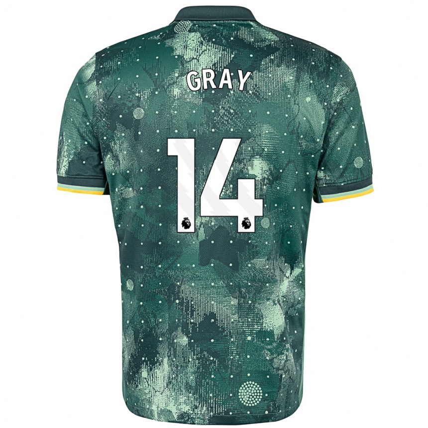 Men Football Archie Gray #14 Mint Green Third Jersey 2024/25 T-Shirt Uk