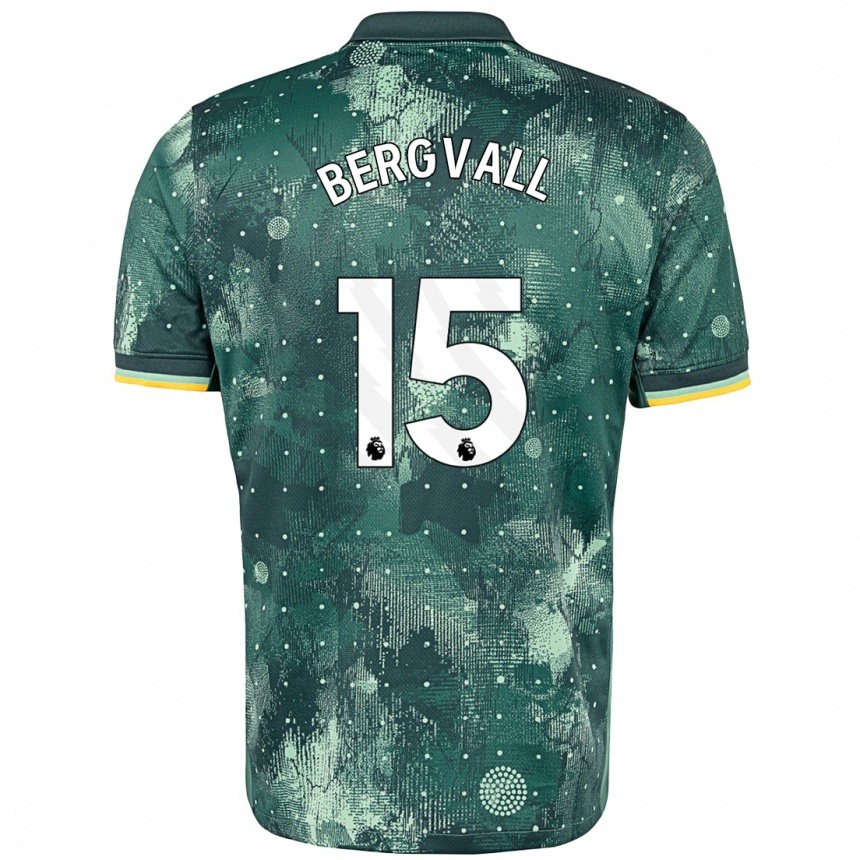 Men Football Lucas Bergvall #15 Mint Green Third Jersey 2024/25 T-Shirt Uk