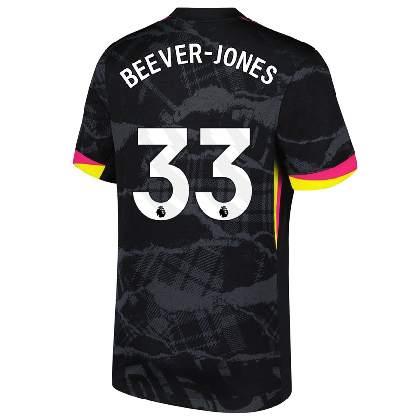 Men Football Aggie Beever-Jones #33 Black Pink Third Jersey 2024/25 T-Shirt Uk