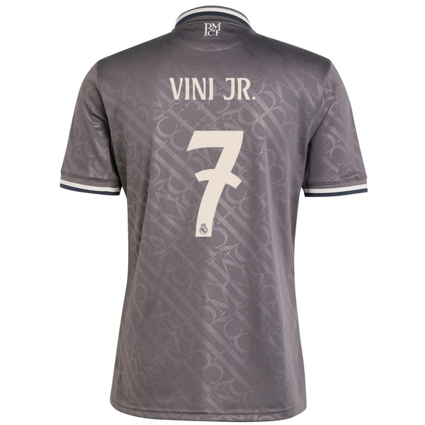 Men Football Vinicius Junior #7 Charcoal Third Jersey 2024/25 T-Shirt Uk