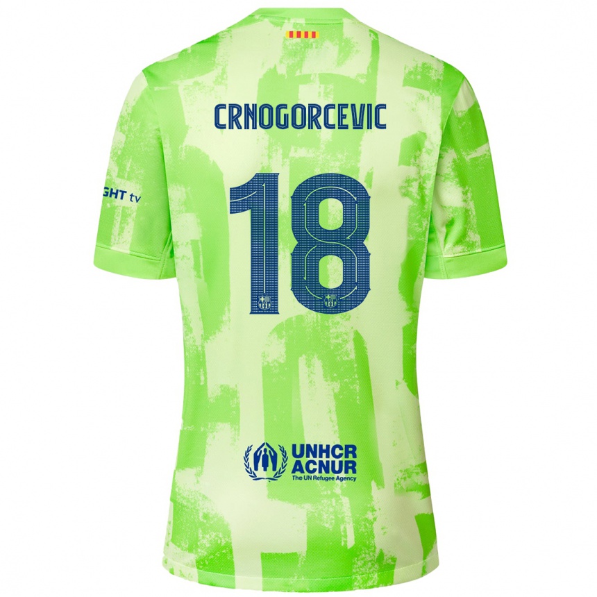 Men Football Ana-Maria Crnogorcevic #18 Lime Third Jersey 2024/25 T-Shirt Uk