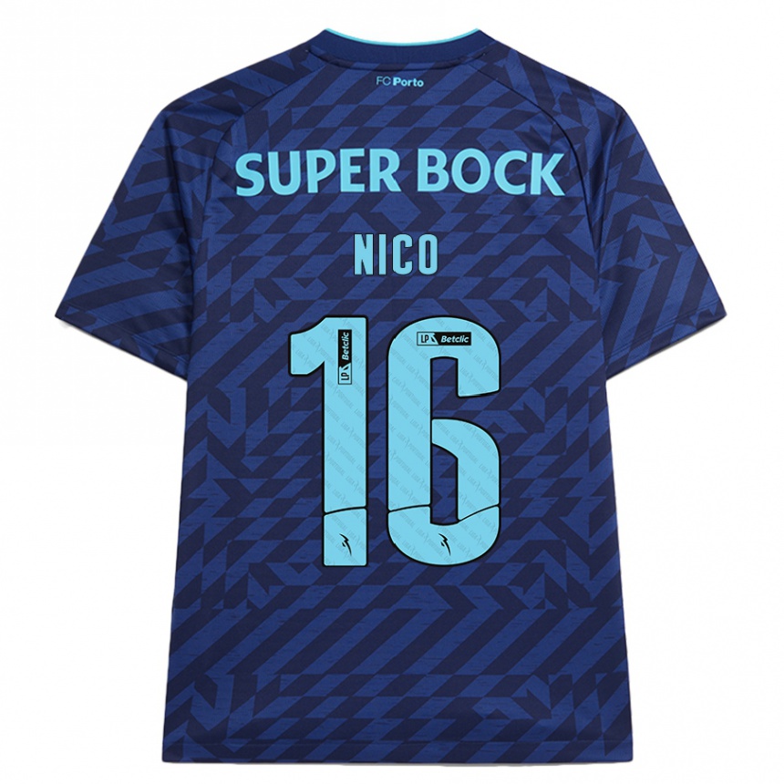 Men Football Nico González #16 Navy Blue Third Jersey 2024/25 T-Shirt Uk