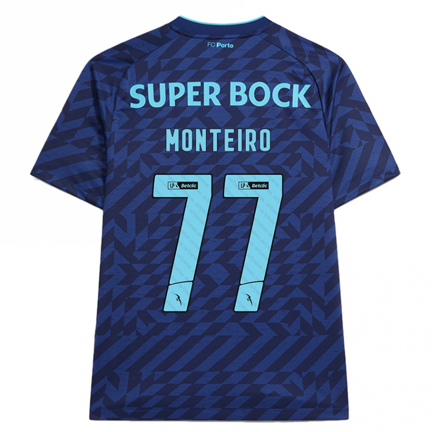 Men Football Rui Monteiro #77 Navy Blue Third Jersey 2024/25 T-Shirt Uk