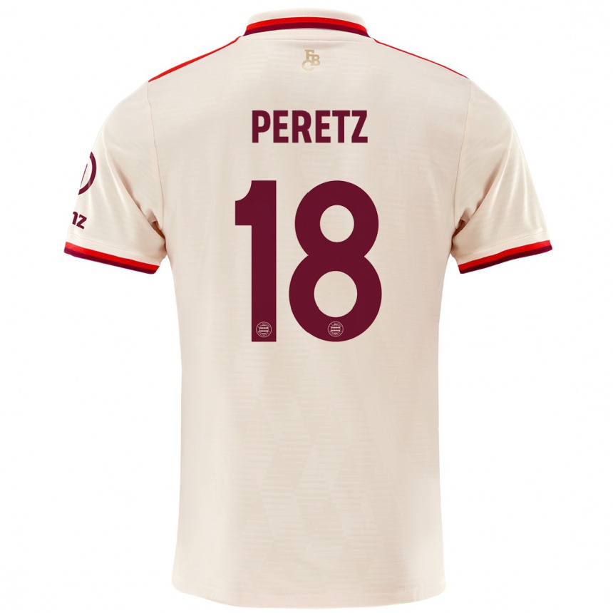 Men Football Daniel Peretz #18 Linen Third Jersey 2024/25 T-Shirt Uk