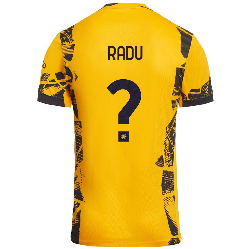 Men Football Andrei Radu #0 Gold Black Third Jersey 2024/25 T-Shirt Uk